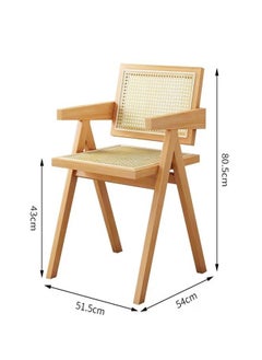fashionhome 1-piece Multifunction Modern Household Ergonomic Armrest Side Upholstered Rattan Comfortable Support Backrest Accent Retro Chair for Office Hall Living Room Garden Balcony Poolside 51.5x54x80.5cm  - Image 5