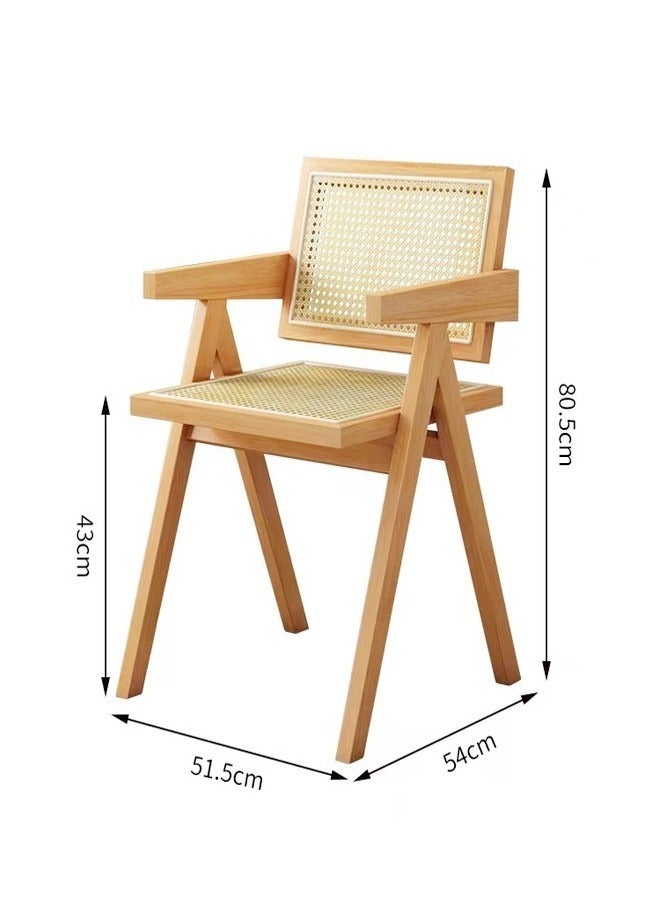 fashionhome 1-piece Multifunction Modern Household Ergonomic Armrest Side Upholstered Rattan Comfortable Support Backrest Accent Retro Chair for Office Hall Living Room Garden Balcony Poolside 51.5x54x80.5cm  - Image 5