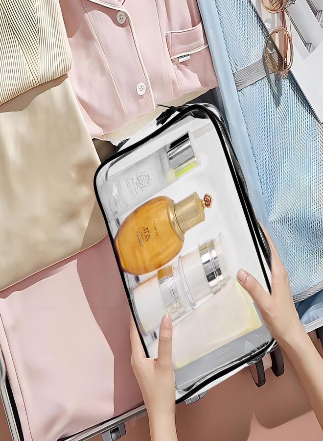 تي بيست ماكس مجموعة تي بيست ماكس من 10 حقائب مستحضرات تجميل شفافة، حقائب مكياج محمولة ومقاومة للماء ومعتمدة من إدارة أمن النقل الأمريكية، حقائب أدوات تجميل للسفر، منظم كبير، أسود، 9.8 بوصة × 7.1 بوصة × 2.4 بوصة - Image 5