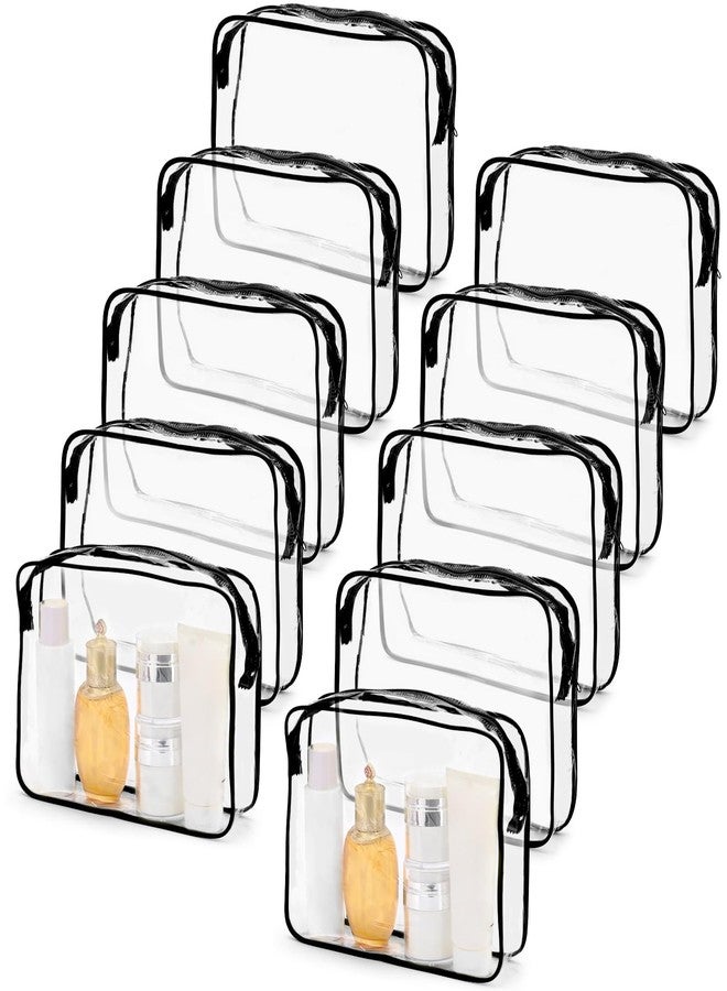 تي بيست ماكس مجموعة تي بيست ماكس من 10 حقائب مستحضرات تجميل شفافة، حقائب مكياج محمولة ومقاومة للماء ومعتمدة من إدارة أمن النقل الأمريكية، حقائب أدوات تجميل للسفر، منظم كبير، أسود، 9.8 بوصة × 7.1 بوصة × 2.4 بوصة - Image 1