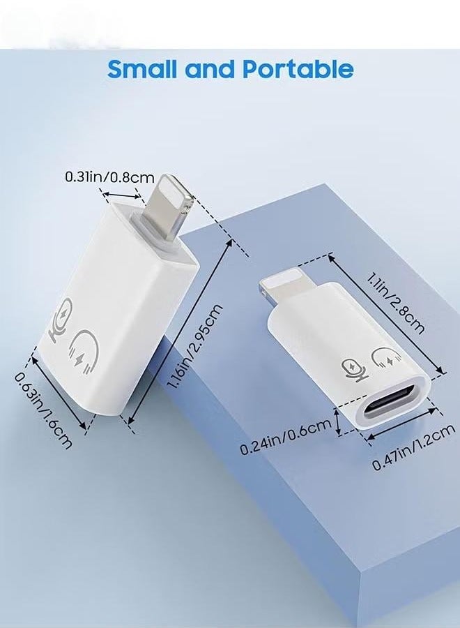 2 Pack USB C Female to Lightning Male Adapter - Lightning Male to USB-A Female OTG Adapter Connector for iPhone 16/15/14/13 Pro Max/iPad/iPod/AirPods - Support 10W Fast Charging/Data Transfer/Audio  - Image 2