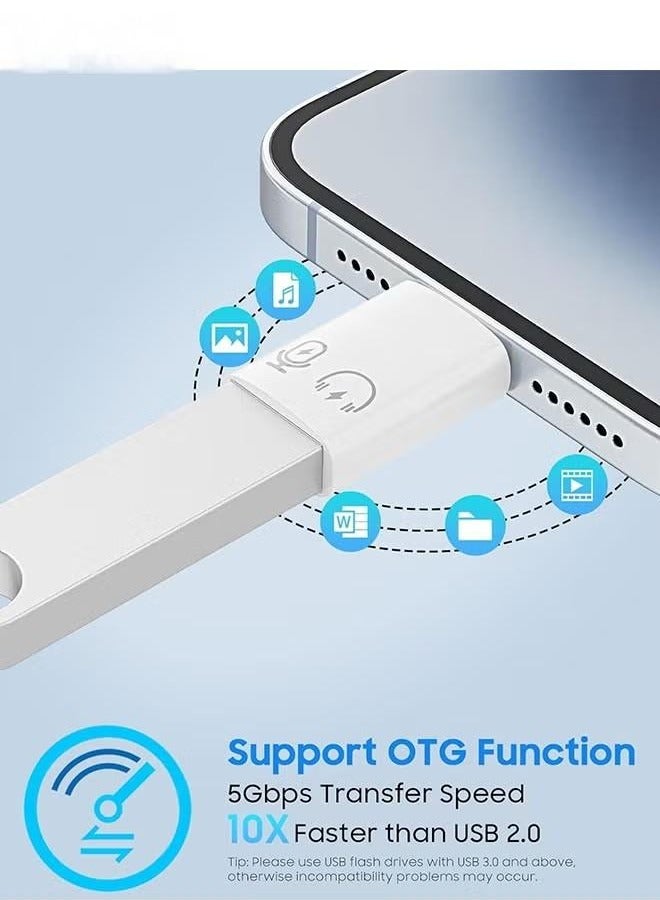 2 Pack USB C Female to Lightning Male Adapter - Lightning Male to USB-A Female OTG Adapter Connector for iPhone 16/15/14/13 Pro Max/iPad/iPod/AirPods - Support 10W Fast Charging/Data Transfer/Audio  - Image 4