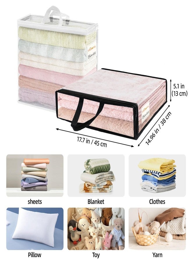 Vieshful 6 Pack Plastic Storage Bags with Zipper, Clear Bed Sheet Organizers and Storage, for Clothes Blankets, Sweater, Toys & Closet Organizer, 22L Black (17.7" × 14.96" × 5.1") - Image 2