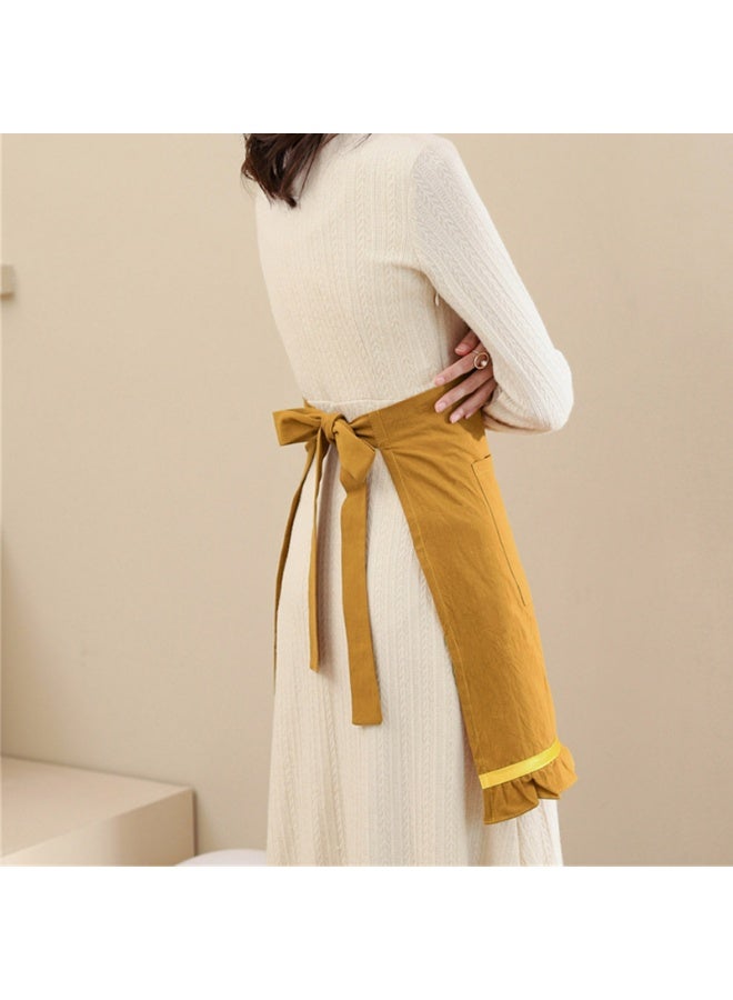 Women Half Apron Retro Waist Apron Ruffle Vintage Apron with Pocket for Chef Cafe Server Waiter Cooking Kitchen - Image 2