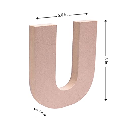 itsy-bitsy Little Birdie MDF Alphabet - U, 5.6inch X 6inch | Big Size MDF Alphabets for Art and Craft | MDF Cutouts for Lippan Art, Resin Art, Wall Decoration, DIY Craft, Painting | MDF Wooden Alphabet Letters - Image 2