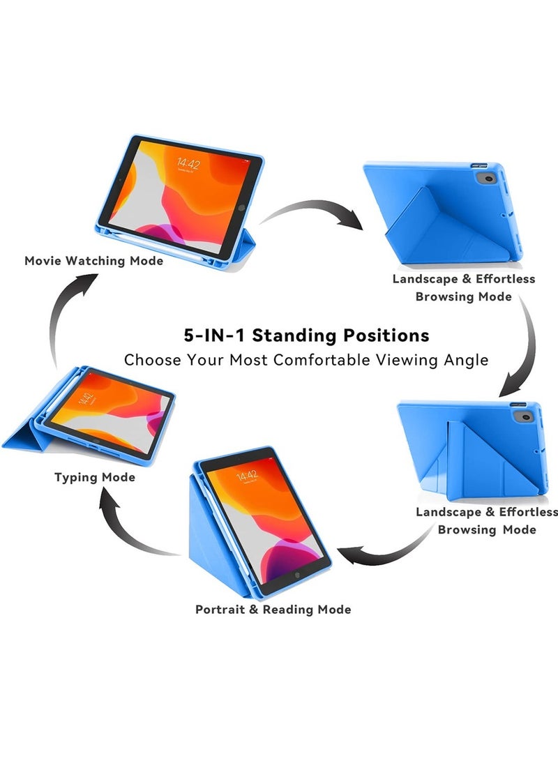 Techie Apple iPad 10.2 / 10.5  Smart Folio Flip Origami Trifold Case with Pencil Holder and Auto Wake/Sleep Function Cover  - Blue - Image 3