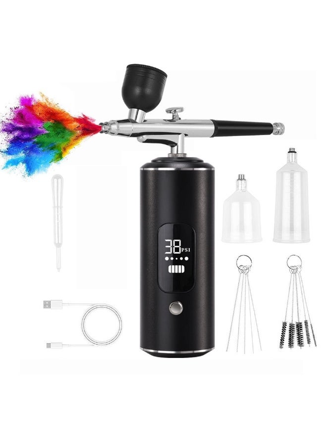 عام **طقم رش كهربائي مع شاشة رقمية - قابل للشحن عبر USB، مسدس رش دقيق لتلوين النماذج وتصميم الأظافر والمكياج والرسم** - Image 1