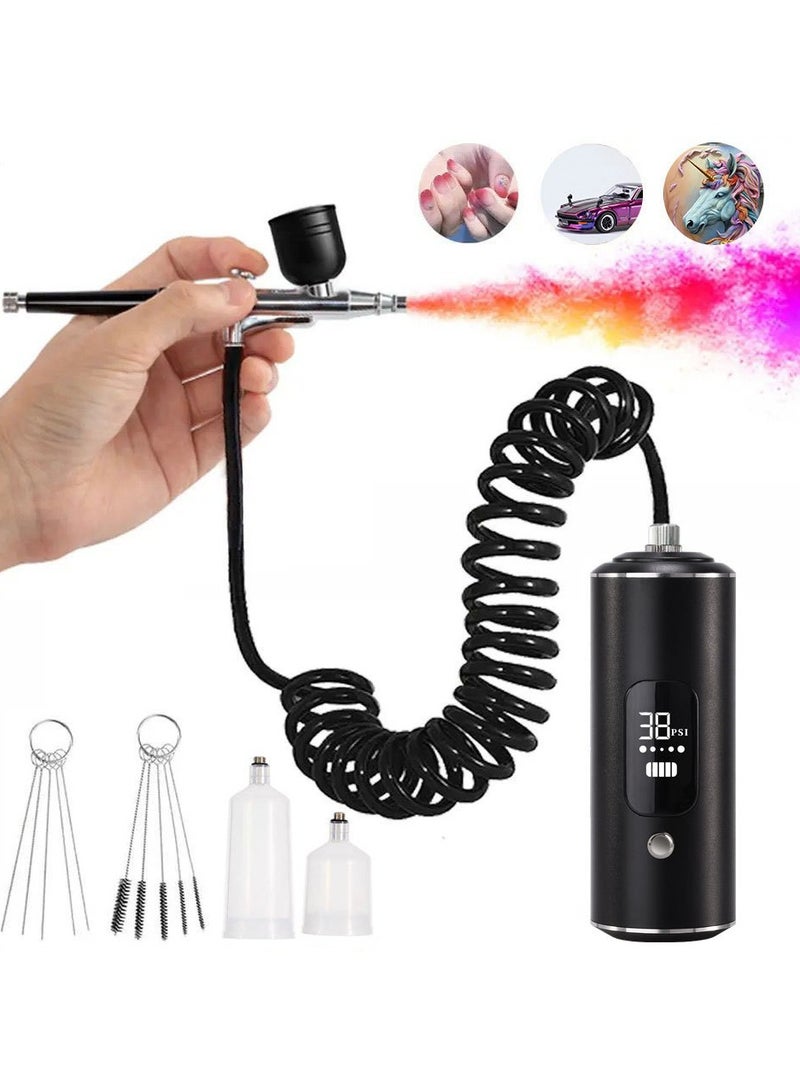 عام **طقم رش كهربائي مع شاشة رقمية - قابل للشحن عبر USB، مسدس رش دقيق لتلوين النماذج وتصميم الأظافر والمكياج والرسم** - Image 2