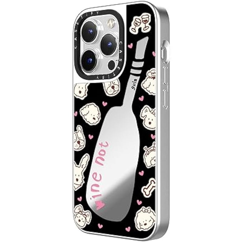 Casetify Mirror Case for iPhone 15 Pro 【Reflective / 4.9ft Drop Protection/Compatible with Magsafe】 - Wine Not - Silver On Silver - Image 2