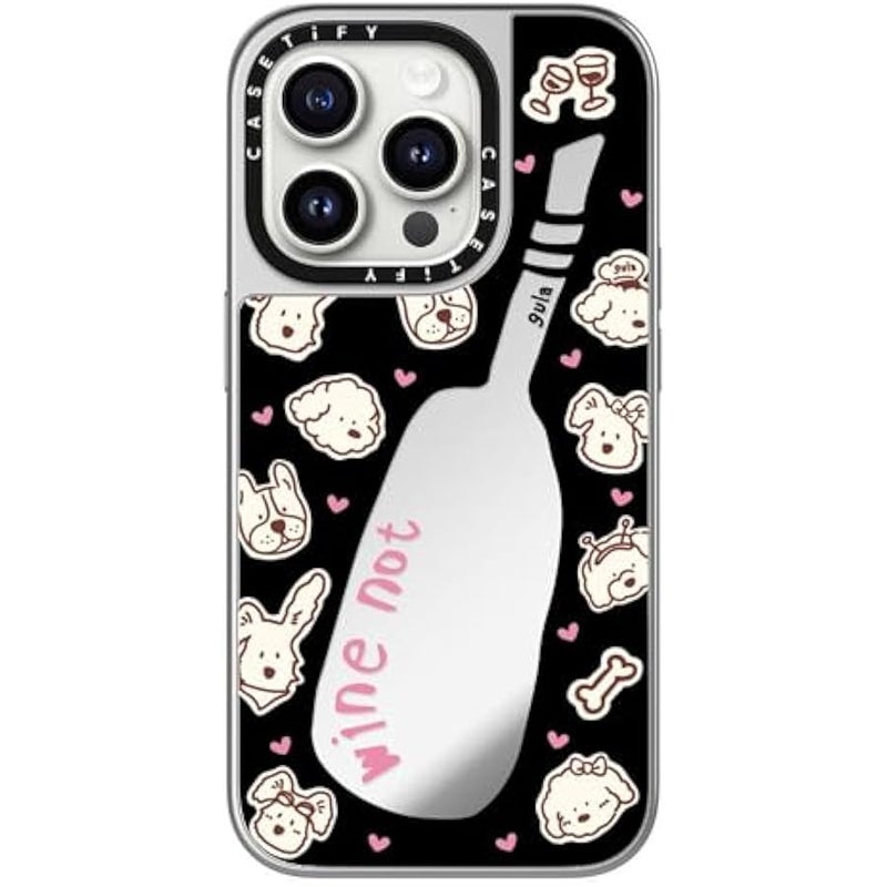 Casetify Mirror Case for iPhone 15 Pro 【Reflective / 4.9ft Drop Protection/Compatible with Magsafe】 - Wine Not - Silver On Silver - Image 3