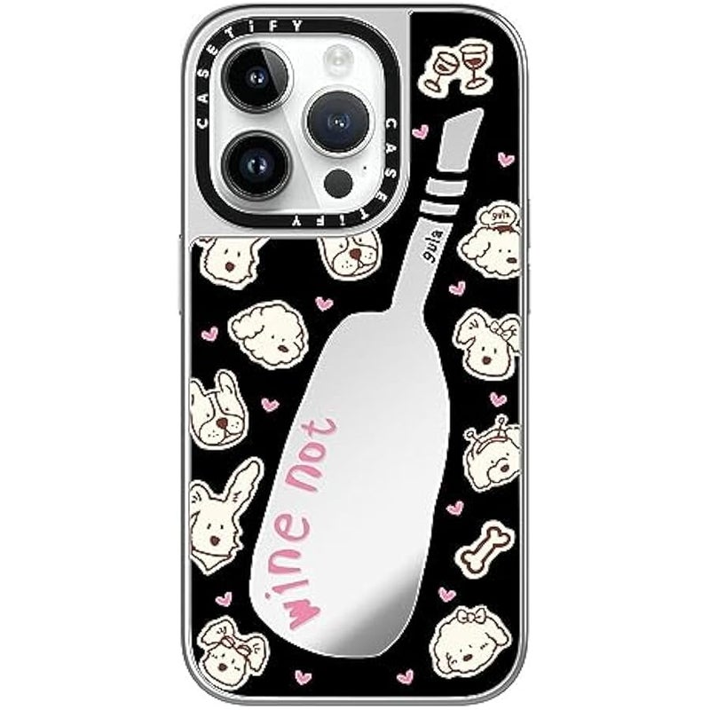 Casetify Mirror Case for iPhone 15 Pro 【Reflective / 4.9ft Drop Protection/Compatible with Magsafe】 - Wine Not - Silver On Silver - Image 1