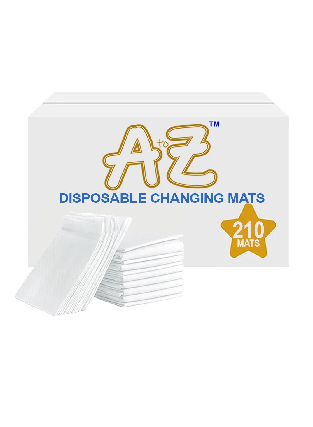 A to Z - Disposable Changing Mat size (45cm x 60cm) Large- Premium Quality for Baby Soft Ultra Absorbent Waterproof Pack of 210 -White