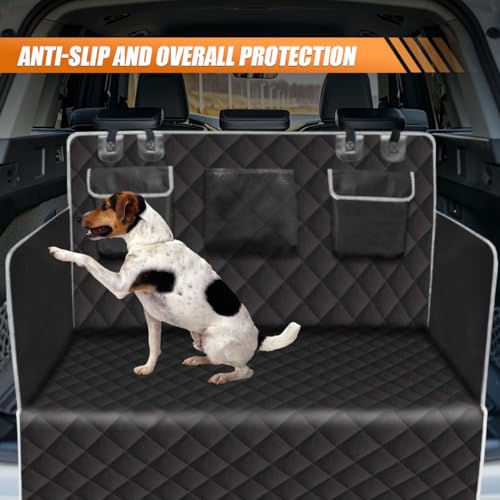 Tuxihapp SUV Cargo Liner for Dogs, Universal Scratchproof Dog Trunk Cover with Bumper Flap Protector, Non Slip Waterproof Vehicle Pet Back Seat Mat Accessories for Sedans, Trunks (Black) - Image 4