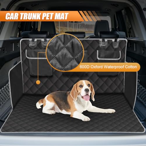 Tuxihapp SUV Cargo Liner for Dogs, Universal Scratchproof Dog Trunk Cover with Bumper Flap Protector, Non Slip Waterproof Vehicle Pet Back Seat Mat Accessories for Sedans, Trunks (Black) - Image 3