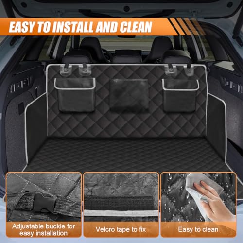 Tuxihapp SUV Cargo Liner for Dogs, Universal Scratchproof Dog Trunk Cover with Bumper Flap Protector, Non Slip Waterproof Vehicle Pet Back Seat Mat Accessories for Sedans, Trunks (Black) - Image 5