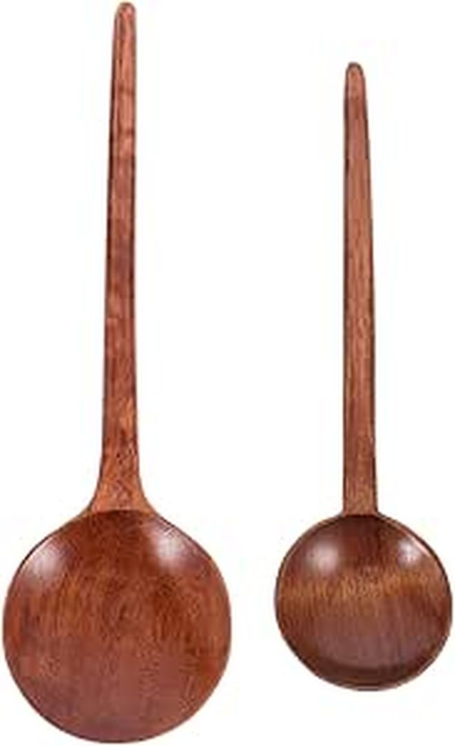 2pcs Japanese Wood Spoon Set Long Handle Stirring Kitchen Utensils for Cooking Serving - Image 1