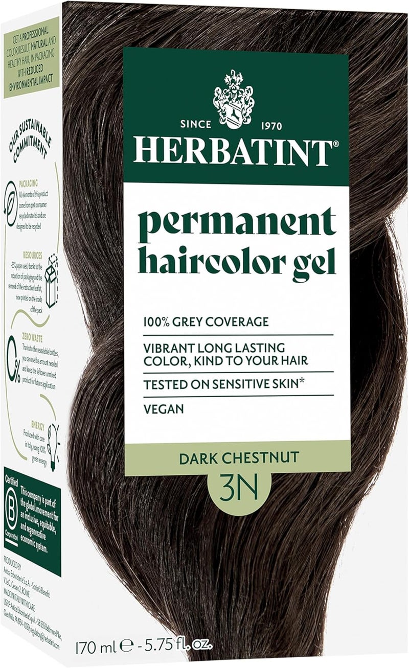 Herbatint Permanent Haircolor Gel, 3N Dark Chestnut, 4.56 Ounce - Image 1