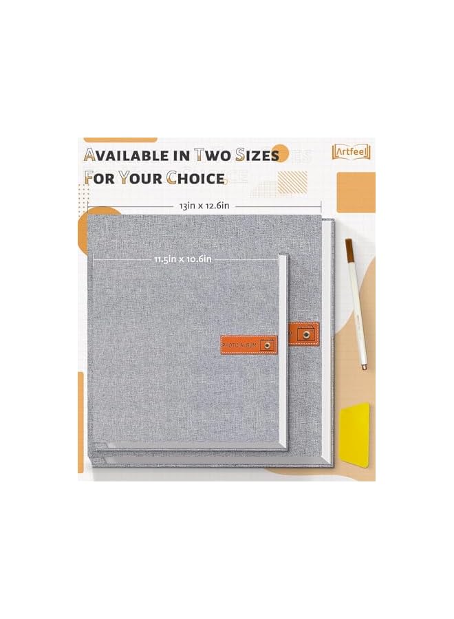 The Bros ألبوم صور كبير الحجم ذاتي اللصق 4x6 5x7 8x10 ألبوم قصاصات الصور، 40 صفحة غلاف كتان كتاب ذكريات الزفاف والعائلة والطفل، مع قلم معدني ولوحة ملاحظات (رمادي) - Image 2