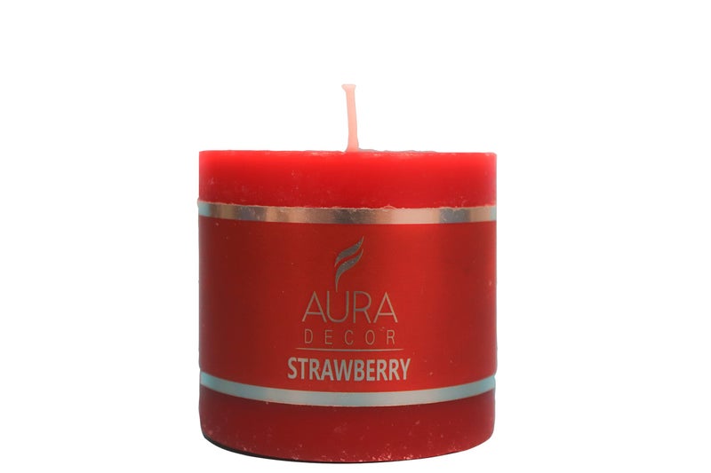 AURA DECOR AuraDecor Strawberry Scented Pillar Candles Pack of 2 (2.5x2.5 Inch) | 30-Hour Burn Aromatherapy Wax Lights for Spa, Romantic Decor, Relaxation & Gifting - Image 2