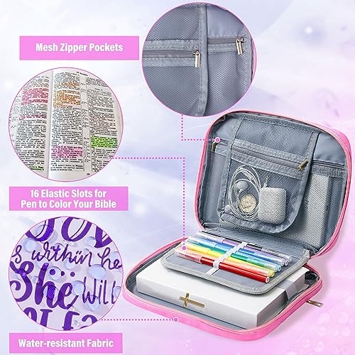 ICOSY Bible Cover Case for Women Girls Kids Bible Case Large Bible Tote Bag with Handle Bible Journaling Supplies for Kids Bible Cover for Bible Study Accessories Supplies - Image 5