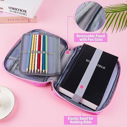 ICOSY Bible Cover Case for Women Girls Kids Bible Case Large Bible Tote Bag with Handle Bible Journaling Supplies for Kids Bible Cover for Bible Study Accessories Supplies - Image 4