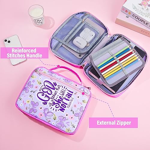 ICOSY Bible Cover Case for Women Girls Kids Bible Case Large Bible Tote Bag with Handle Bible Journaling Supplies for Kids Bible Cover for Bible Study Accessories Supplies - Image 3