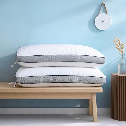 bien LIVING Plush Air Vent Luxury Ultra Standard Pillow, Luxurious 300 Tc 100% Cotton Fabric, White, Pillow Set of 2 (17"X27") - Image 1
