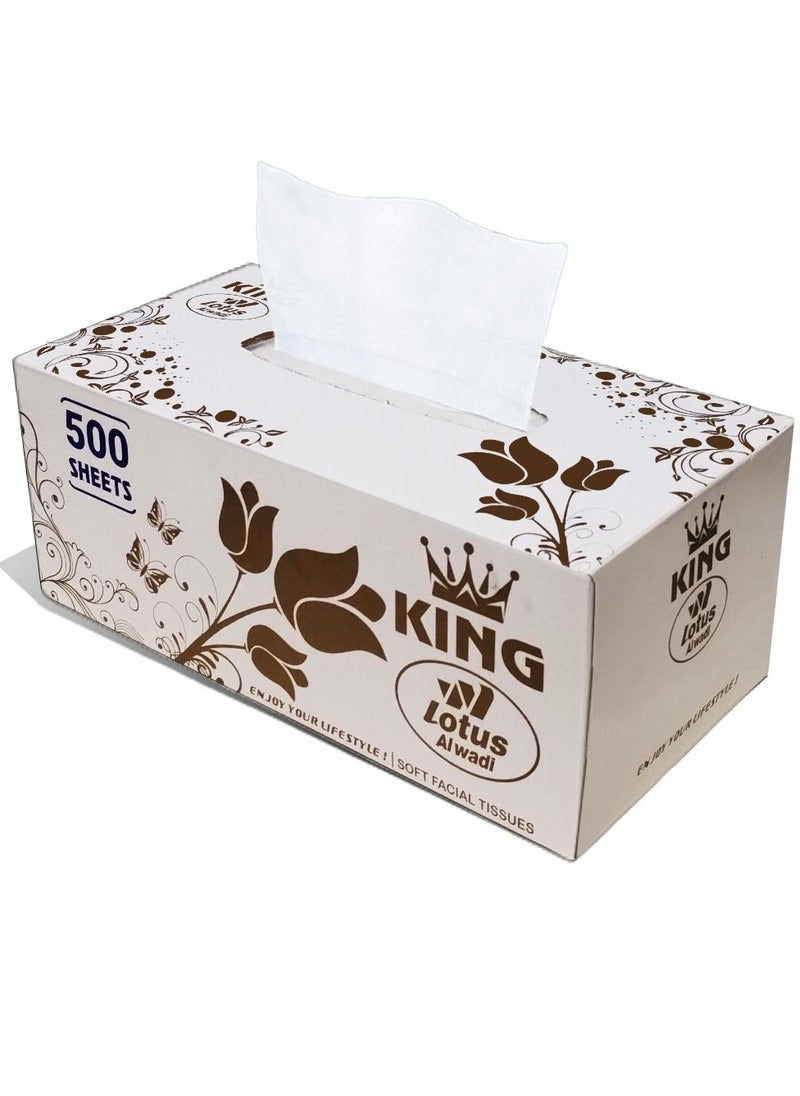 Lotus Alwadi - King Ultra Soft Facial Tissues, 500 Tissues per Box (12,000 Tissue Total), 24 Large Boxes, 2 Ply Packaging, lotus Alwadi - Image 1