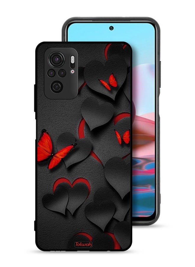 Tolwak Xiaomi Redmi Note 10S Protective Case Cover Hearts And Butterflies Pattern - Image 1