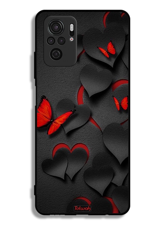 Tolwak Xiaomi Redmi Note 10S Protective Case Cover Hearts And Butterflies Pattern - Image 2