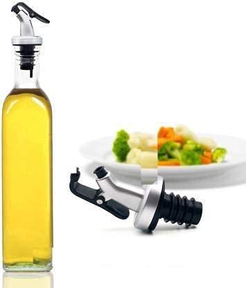 NOBILEA 500ml Crystal Clear Square Shaped Glass Oil Dispenser Bottle with LeverRelease Stopper Snap Flip Top Lid Bottle for Olive Oil Vinegar and Sauce 500ml Pack of 3 pcs - Image 3