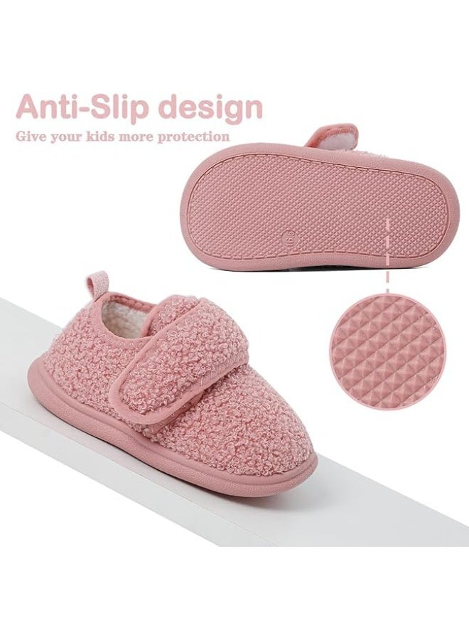 سيوسي Baby Toddler Slippers, Warm Sherpa Fleece Lined House Shoes, Non-Slip Sole Slippers, Anti-Slip Winter Footwear for 1-5 Years Old Boys and Girls, Indoor Outdoor Comfort Booties for Kids (Inner 15cm) - Image 4