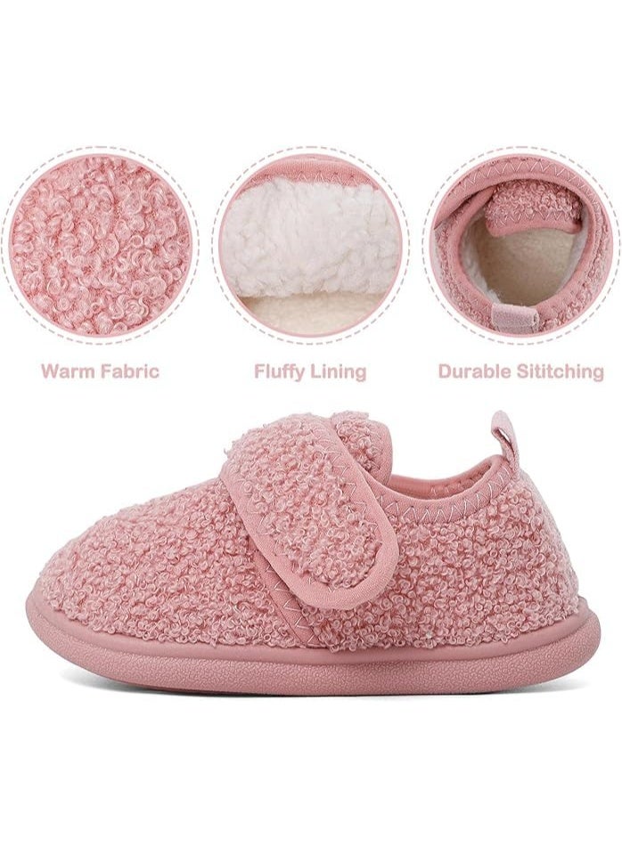 سيوسي Baby Toddler Slippers, Warm Sherpa Fleece Lined House Shoes, Non-Slip Sole Slippers, Anti-Slip Winter Footwear for 1-5 Years Old Boys and Girls, Indoor Outdoor Comfort Booties for Kids (Inner 15cm) - Image 2