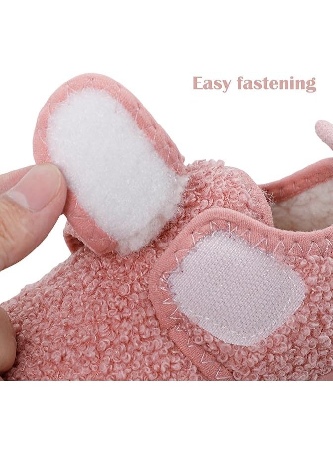 سيوسي Baby Toddler Slippers, Warm Sherpa Fleece Lined House Shoes, Non-Slip Sole Slippers, Anti-Slip Winter Footwear for 1-5 Years Old Boys and Girls, Indoor Outdoor Comfort Booties for Kids (Inner 15cm) - Image 3