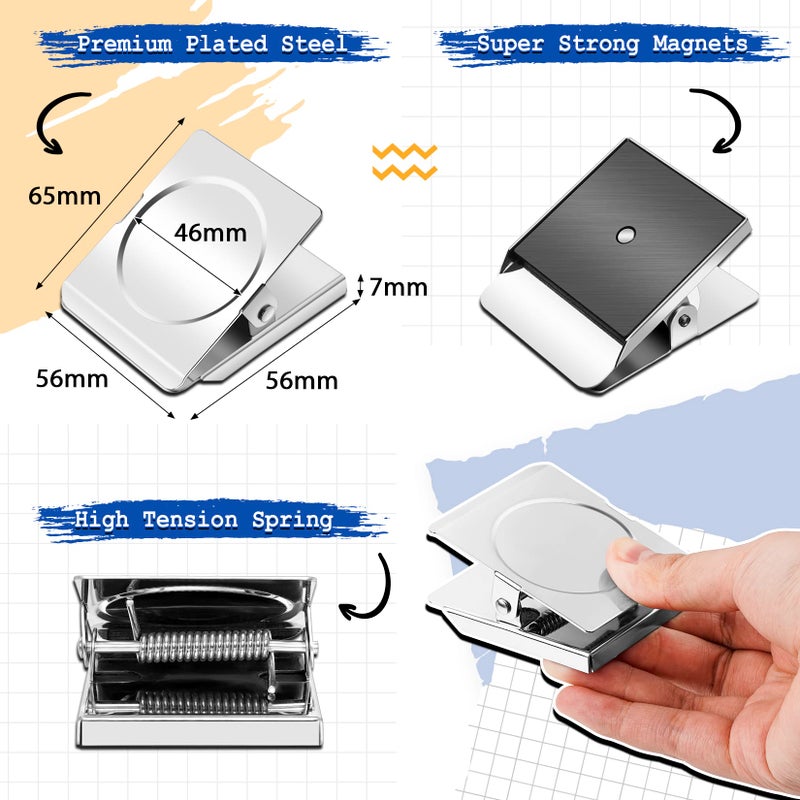 Grtard Strong Magnetic Clips, 2.2 Inch Extra Large Magnetic Clips Heavy Duty, 2Pack Magnet Clip for Fridge, Clip Magnets for Refrigerator, Whiteboard, Classroom, Kitchen, Office Organizer - Image 2