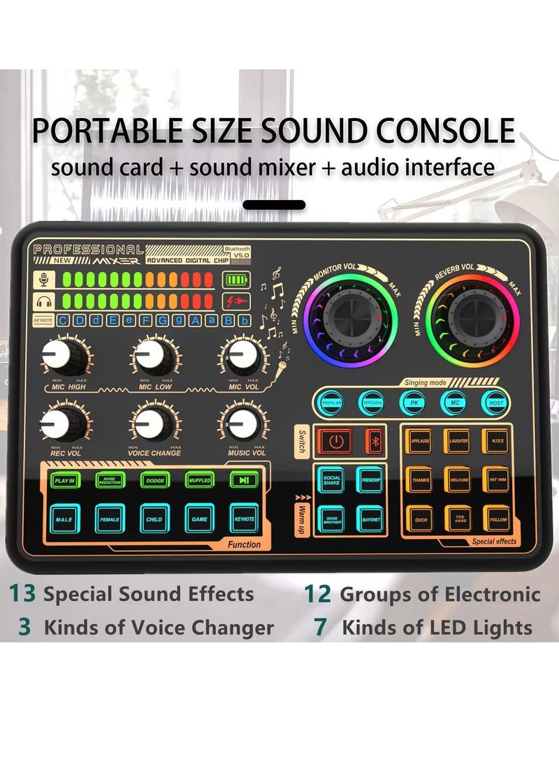 Generic - SK600 Multi-function Digital Audio Mixer External Sound Card with BT Wireless Connection for Computer Smartphone Singing Recording Live Broadcast Gaming - Image 1