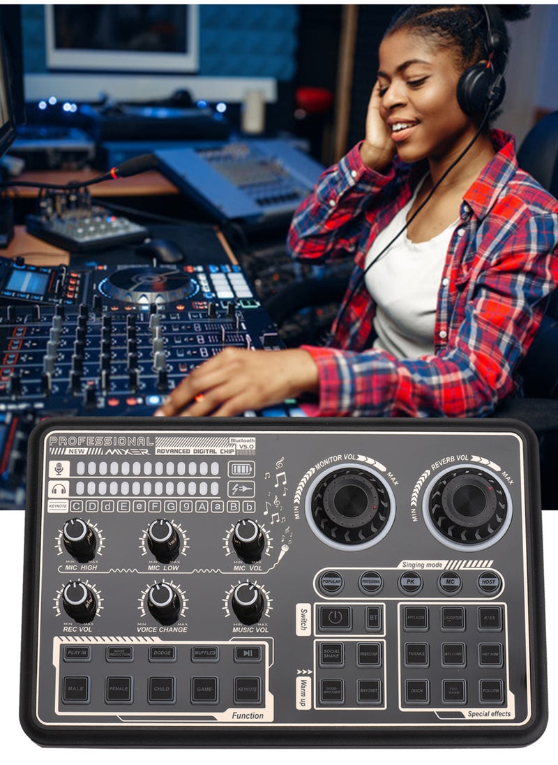 Generic - SK600 Multi-function Digital Audio Mixer External Sound Card with BT Wireless Connection for Computer Smartphone Singing Recording Live Broadcast Gaming - Image 1