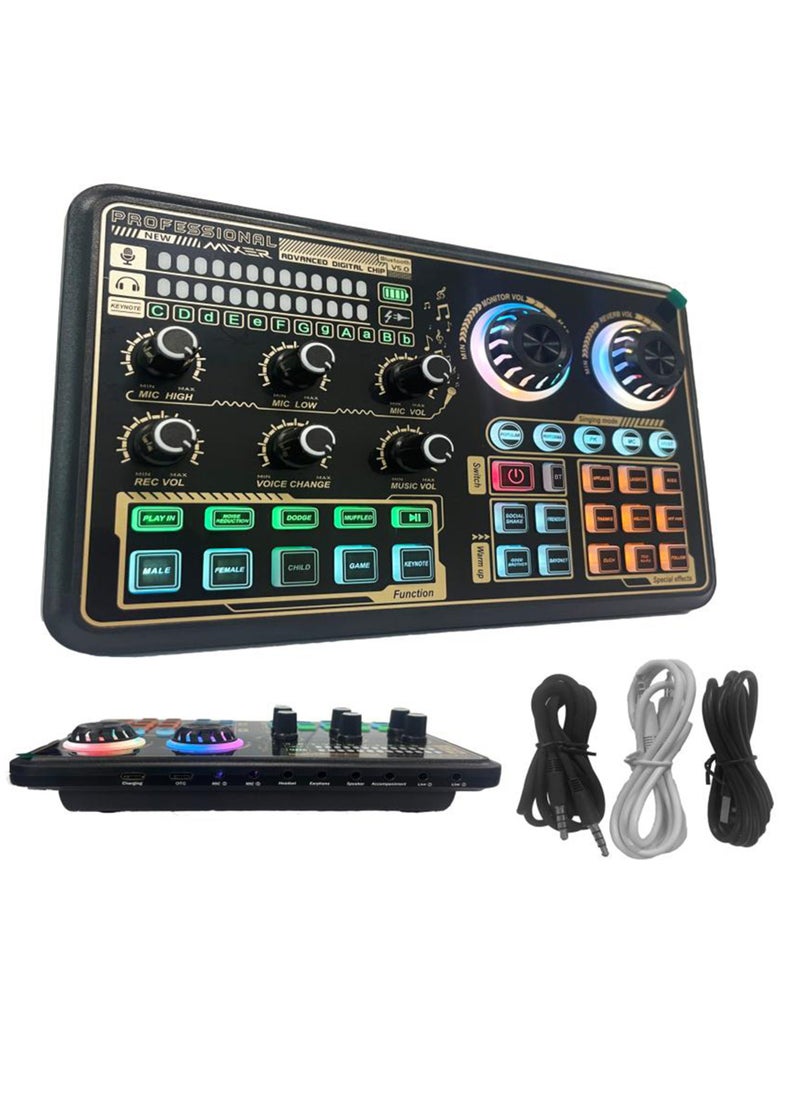 Generic SK600 Multi-function Digital Audio Mixer External Sound Card with BT Wireless Connection for Computer Smartphone Singing Recording Live Broadcast Gaming  - Image 3