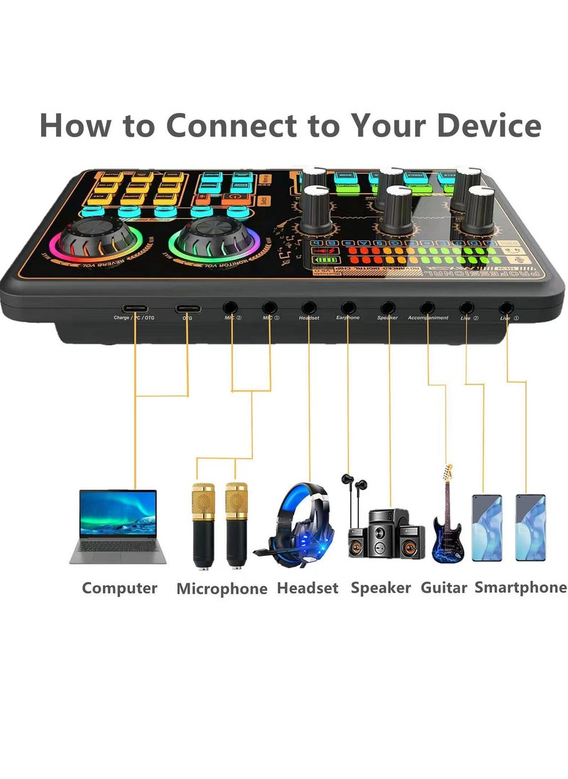 Generic - SK600 Multi-function Digital Audio Mixer External Sound Card with BT Wireless Connection for Computer Smartphone Singing Recording Live Broadcast Gaming - Image 1