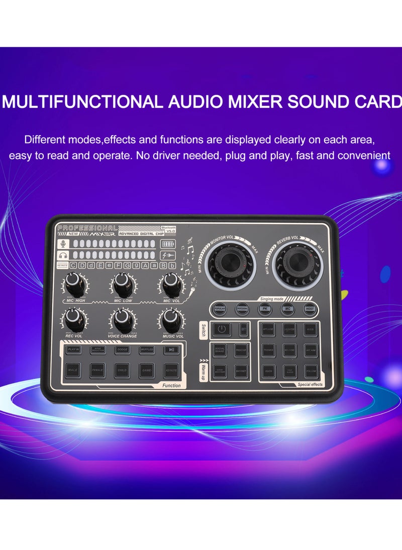 Generic - SK600 Multi-function Digital Audio Mixer External Sound Card with BT Wireless Connection for Computer Smartphone Singing Recording Live Broadcast Gaming - Image 1