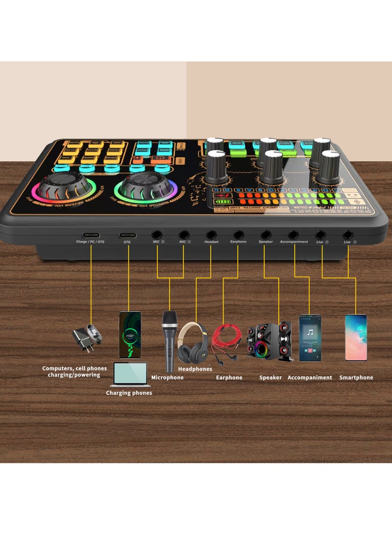 Generic - SK600 Multi-function Digital Audio Mixer External Sound Card with BT Wireless Connection for Computer Smartphone Singing Recording Live Broadcast Gaming - Image 1