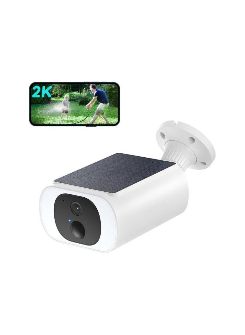 جهاز أمان خارجي لاسلكي بدقة 2K مع لوح طاقة شمسية – كشف حركة، رؤية ليلية ملونة، مقاوم للماء - Image 2