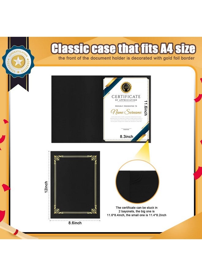 Sherr 60 Pcs Certificate Holder 11.6 X 8.3 Inch Certificates Diploma Covers Document Diploma Holder Certificate Paper Folders With Gold Foil Border For Office Letter Size Paper Graduation (Black) - Image 2