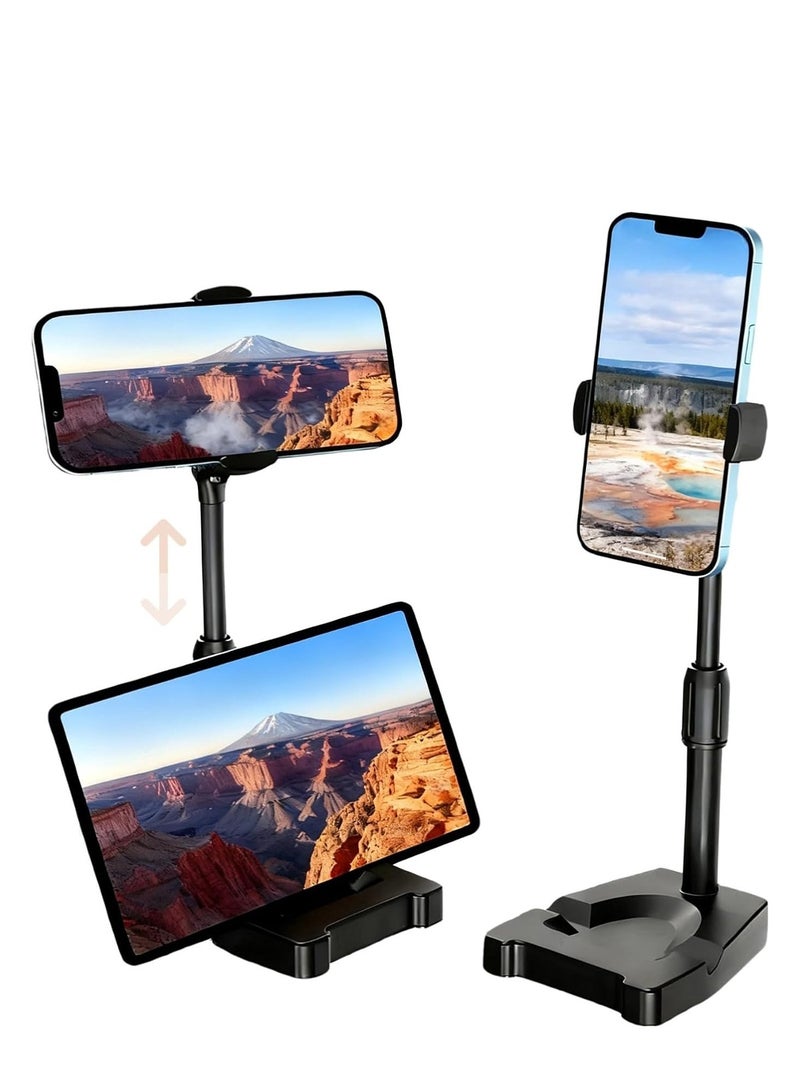 هيروكس حامل هاتف قابل للتعديل الارتفاع، حامل مكتبي دوار 360 درجة وقابل للسحب، حامل هاتف محمول مريح وقابل للدوران للاستخدام على المكتب، متوافق مع جميع هواتف iPhone وiPad والأجهزة اللوحية وسامسونج وأندرويد والهواتف الذكية الأخرى. - Image 1