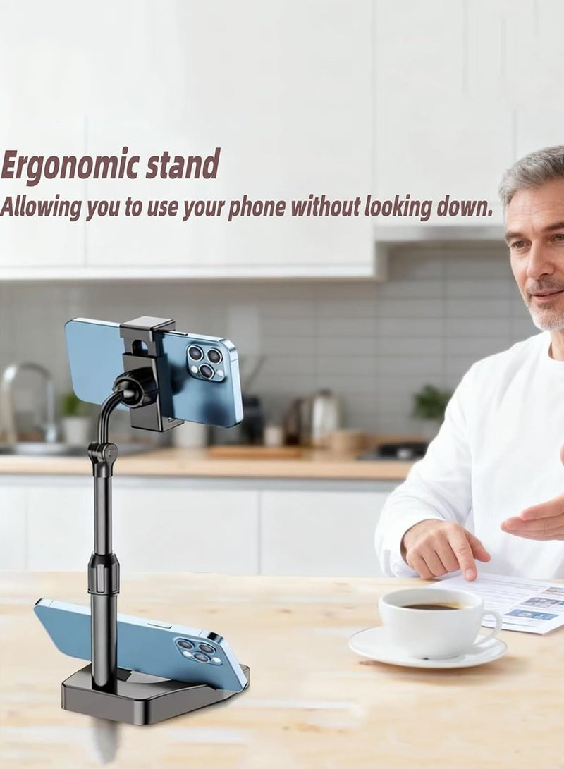 هيروكس حامل هاتف قابل للتعديل الارتفاع، حامل مكتبي دوار 360 درجة وقابل للسحب، حامل هاتف محمول مريح وقابل للدوران للاستخدام على المكتب، متوافق مع جميع هواتف iPhone وiPad والأجهزة اللوحية وسامسونج وأندرويد والهواتف الذكية الأخرى. - Image 2
