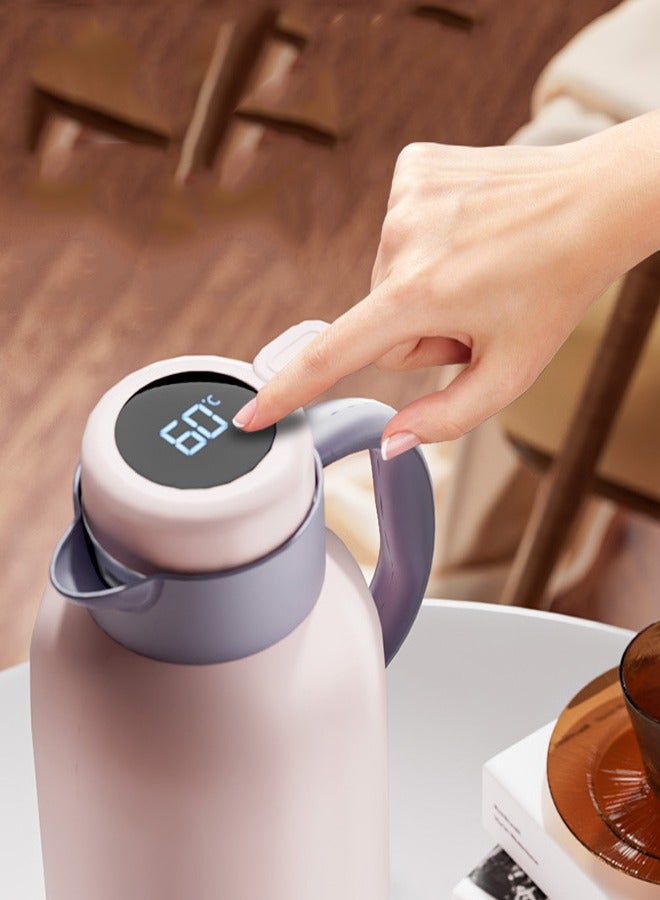 Thermal Carafe with Digital Temperature Display, Insulated Coffee Jug for 12-24 Hour Heat Retention, Leak-Proof Double Wall Design - Image 4