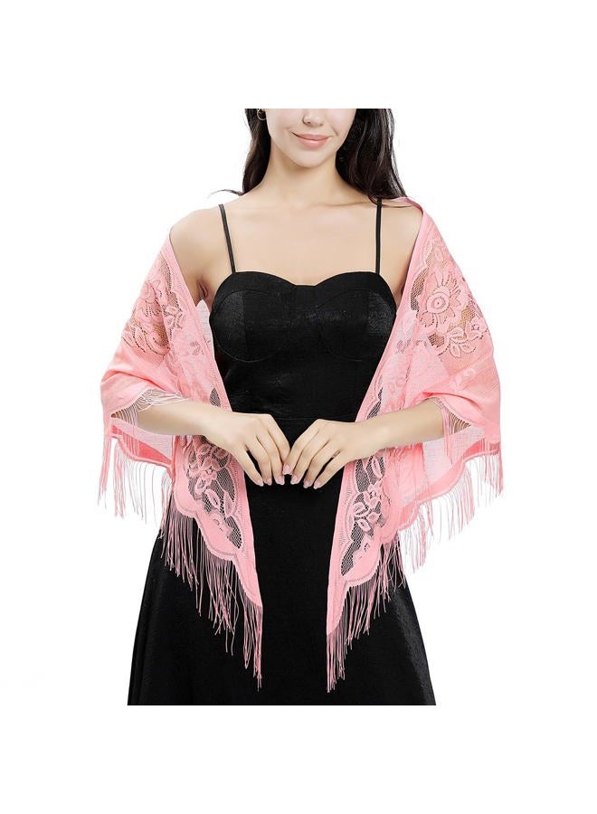 Ladiery Triangle Lace Shawls and Wraps for Evening Dresses with Tassels for Evening Party Mesh Wedding Shawls - Image 2