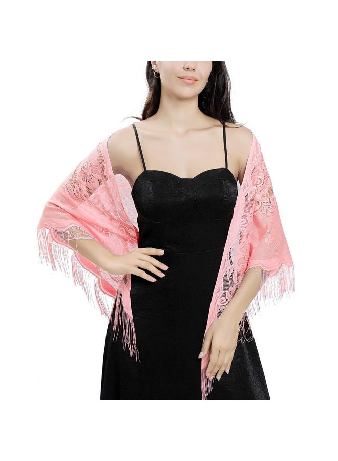 Ladiery Triangle Lace Shawls and Wraps for Evening Dresses with Tassels for Evening Party Mesh Wedding Shawls - Image 3