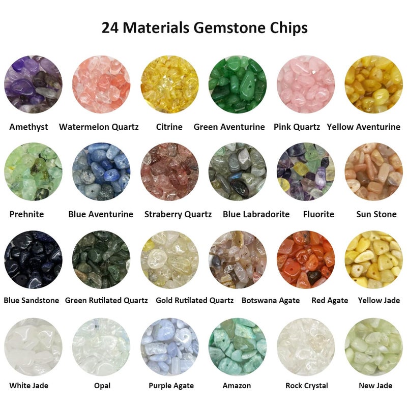 Yephac Gemstone Chips Beads DIY Jewelry Making, Healing Crystals Polishing Crushed Irregular Shaped Beads with Box(24 Colors-1) - Image 2