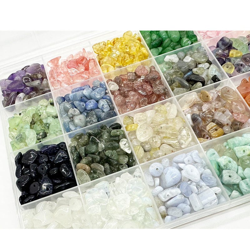 Yephac Gemstone Chips Beads DIY Jewelry Making, Healing Crystals Polishing Crushed Irregular Shaped Beads with Box(24 Colors-1) - Image 4